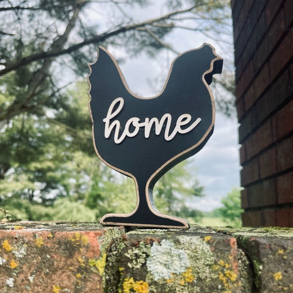 *Home Distressed Black Chicken Shelf Sitter - Picture 11 of 12